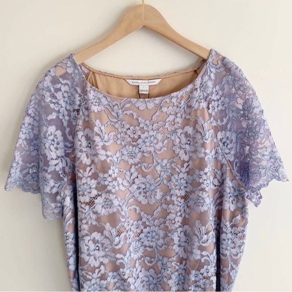 NWT Diane Von Furstenberg Amal Lace Mini Dress in Lilac Purple Size Large - Picture 6 of 13